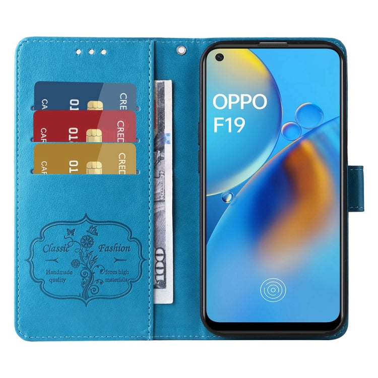 For OPPO A74 4G / F19 4G / F19s / A95 4G Embossed Butterfly Flowers Leather Phone Case