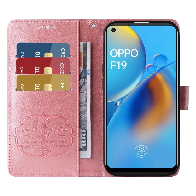 For OPPO A74 4G / F19 4G / F19s / A95 4G Embossed Butterfly Flowers Leather Phone Case