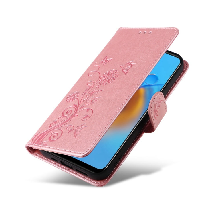 For OPPO A74 4G / F19 4G / F19s / A95 4G Embossed Butterfly Flowers Leather Phone Case