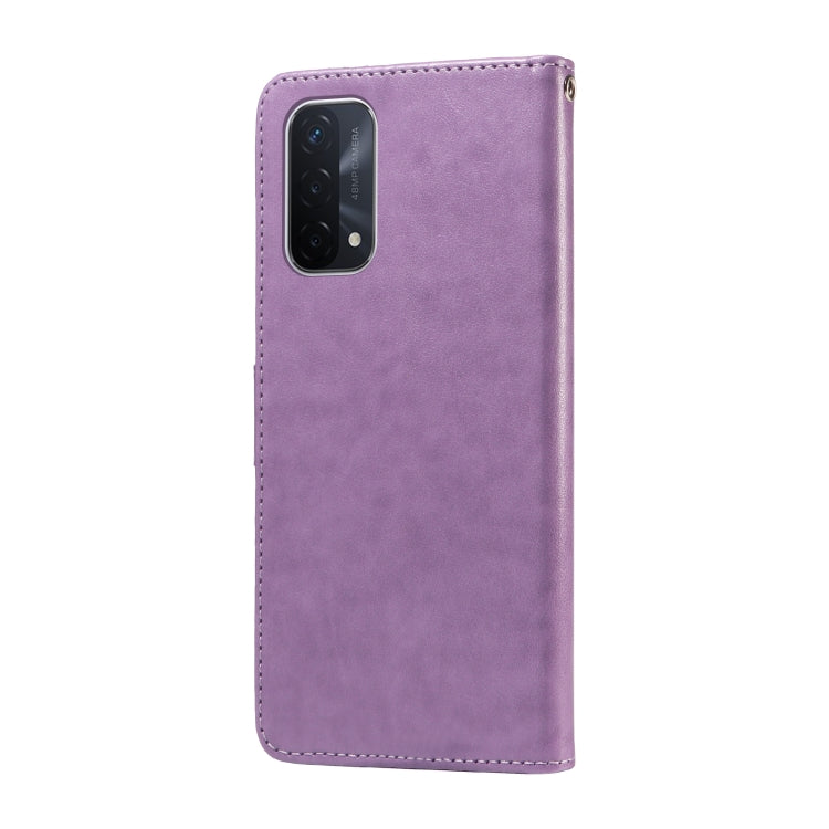 For OPPO A74 5G / A54 5G Embossed Butterfly Flowers Leather Phone Case