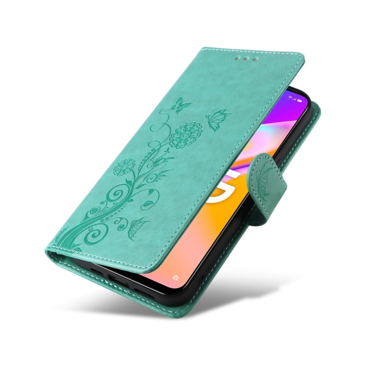 For OPPO A74 5G / A54 5G Embossed Butterfly Flowers Leather Phone Case