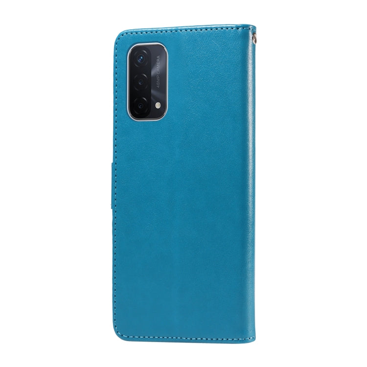For OPPO A74 5G / A54 5G Embossed Butterfly Flowers Leather Phone Case