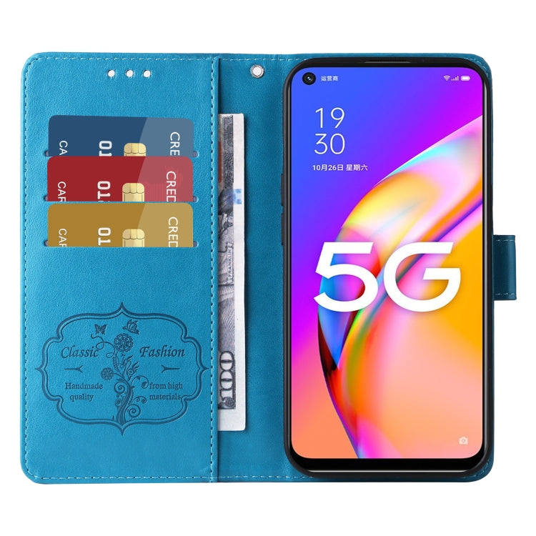 For OPPO A74 5G / A54 5G Embossed Butterfly Flowers Leather Phone Case