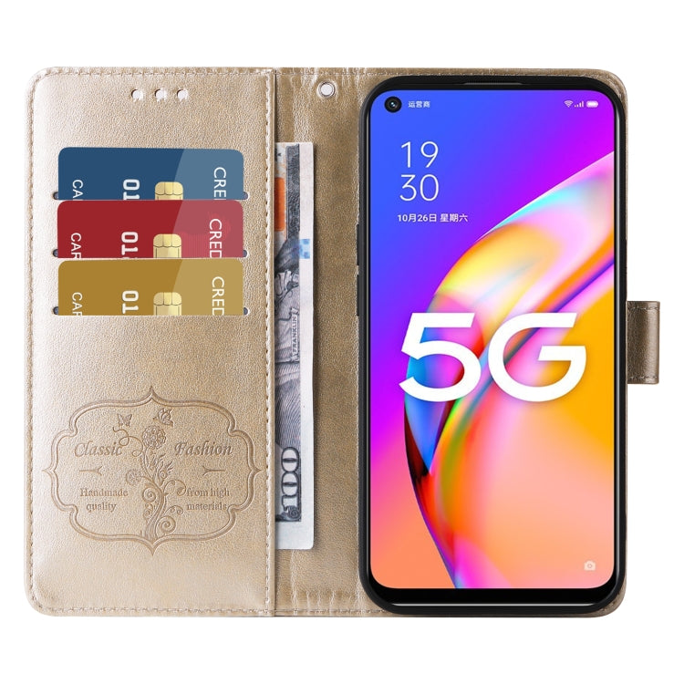For OPPO A74 5G / A54 5G Embossed Butterfly Flowers Leather Phone Case