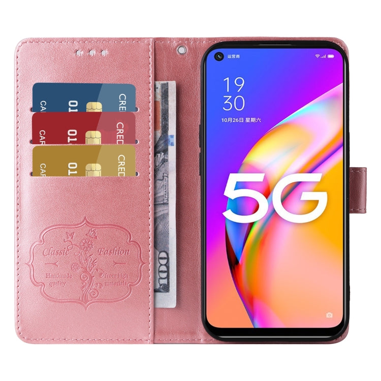 For OPPO A74 5G / A54 5G Embossed Butterfly Flowers Leather Phone Case