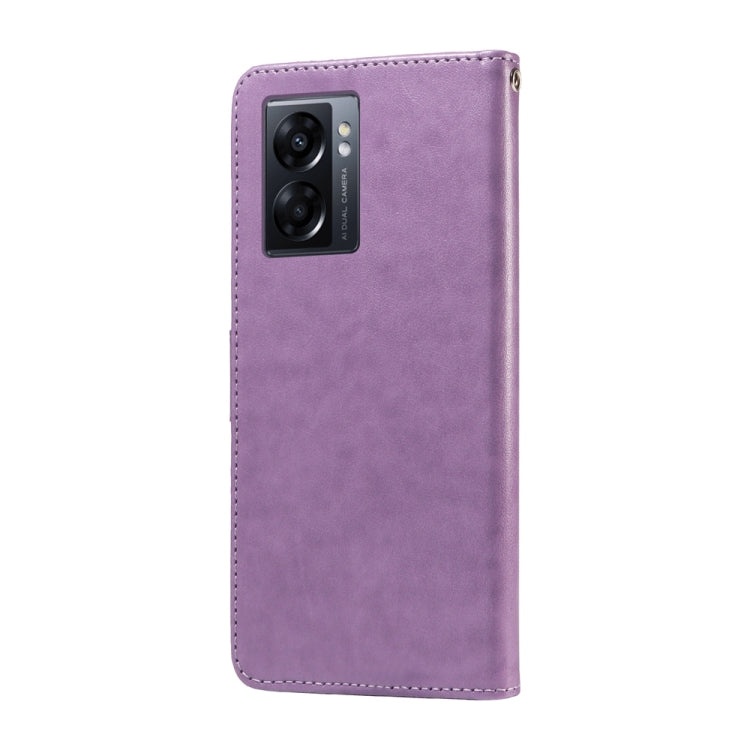 For OPPO A77 4G / 5G / A77s 4G Global Embossed Butterfly Flowers Leather Phone Case