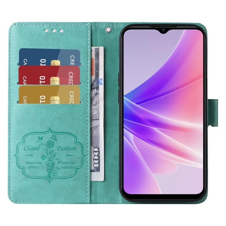 For OPPO A77 4G / 5G / A77s 4G Global Embossed Butterfly Flowers Leather Phone Case