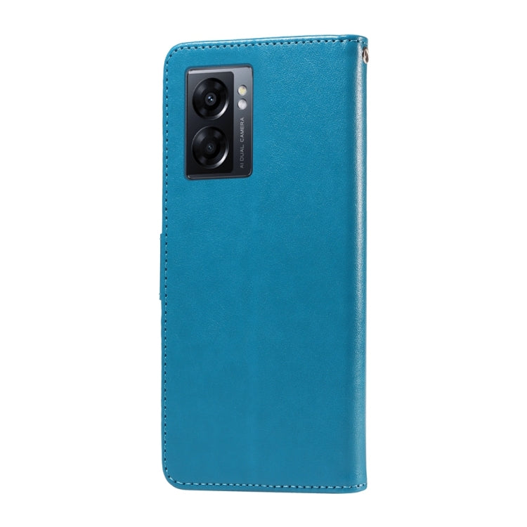 For OPPO A77 4G / 5G / A77s 4G Global Embossed Butterfly Flowers Leather Phone Case