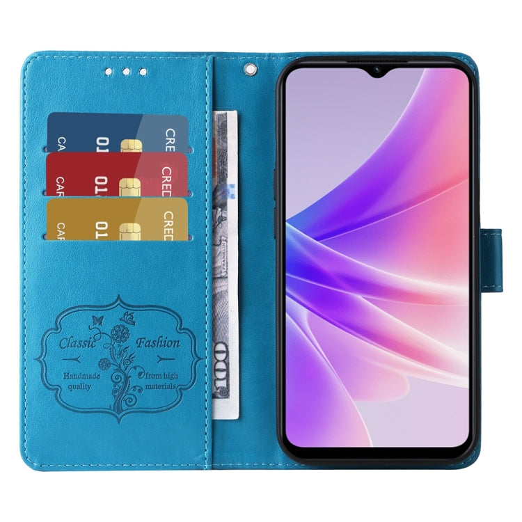 For OPPO A77 4G / 5G / A77s 4G Global Embossed Butterfly Flowers Leather Phone Case