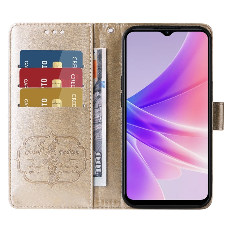 For OPPO A77 4G / 5G / A77s 4G Global Embossed Butterfly Flowers Leather Phone Case