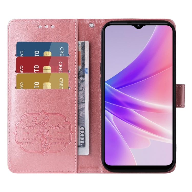 For OPPO A77 4G / 5G / A77s 4G Global Embossed Butterfly Flowers Leather Phone Case