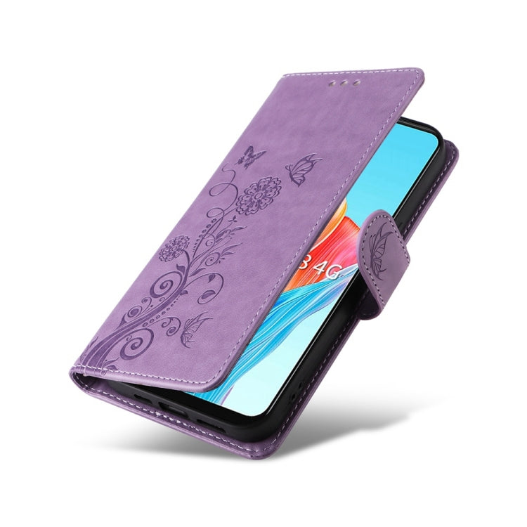 For OPPO A78 4G Embossed Butterfly Flowers Leather Phone Case