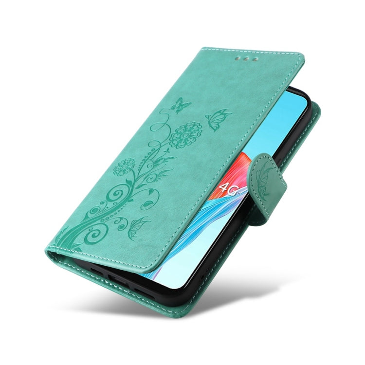 For OPPO A78 4G Embossed Butterfly Flowers Leather Phone Case