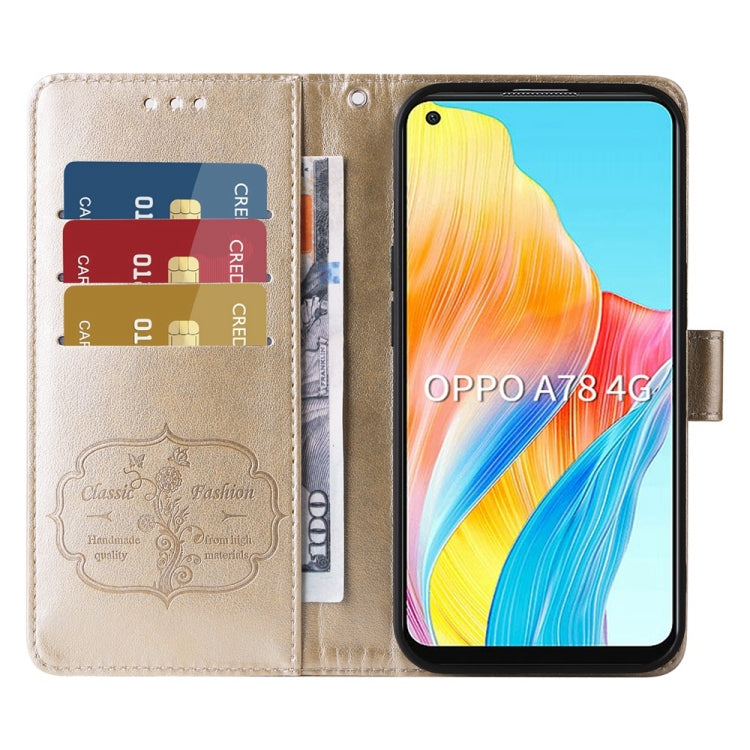 For OPPO A78 4G Embossed Butterfly Flowers Leather Phone Case