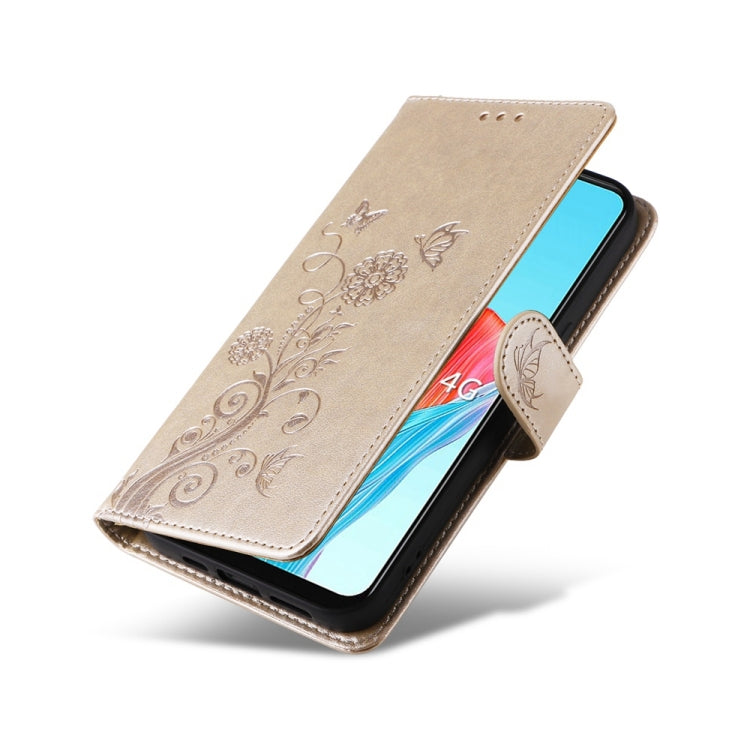 For OPPO A78 4G Embossed Butterfly Flowers Leather Phone Case