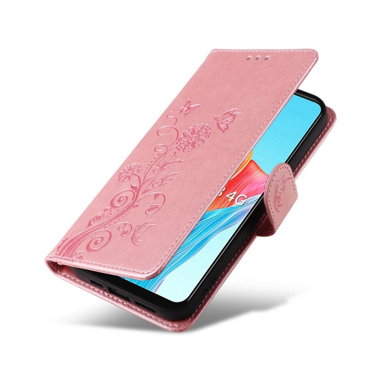 For OPPO A78 4G Embossed Butterfly Flowers Leather Phone Case