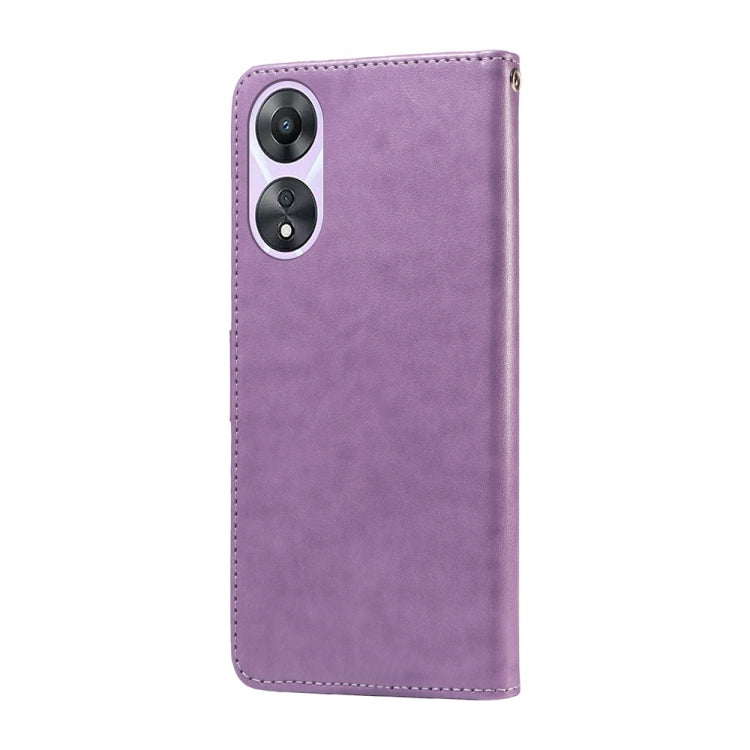 For OPPO A78 5G Global / A58x 5G / A1 Active Embossed Butterfly Flowers Leather Phone Case