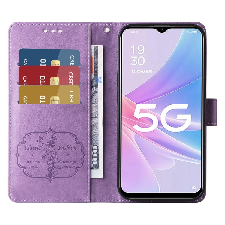 For OPPO A78 5G Global / A58x 5G / A1 Active Embossed Butterfly Flowers Leather Phone Case