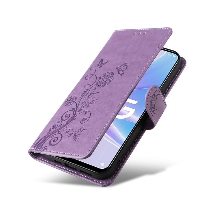 For OPPO A78 5G Global / A58x 5G / A1 Active Embossed Butterfly Flowers Leather Phone Case