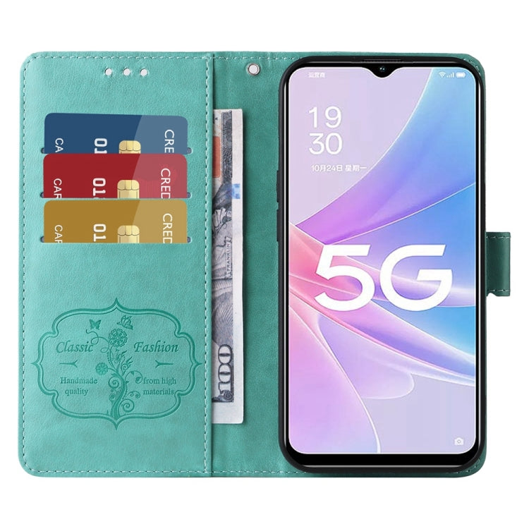 For OPPO A78 5G Global / A58x 5G / A1 Active Embossed Butterfly Flowers Leather Phone Case