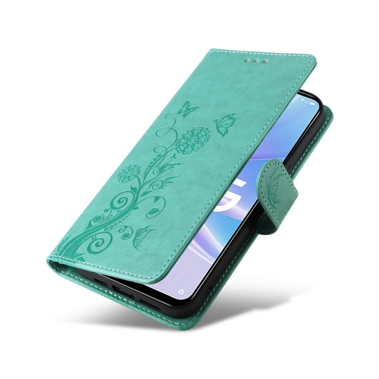 For OPPO A78 5G Global / A58x 5G / A1 Active Embossed Butterfly Flowers Leather Phone Case
