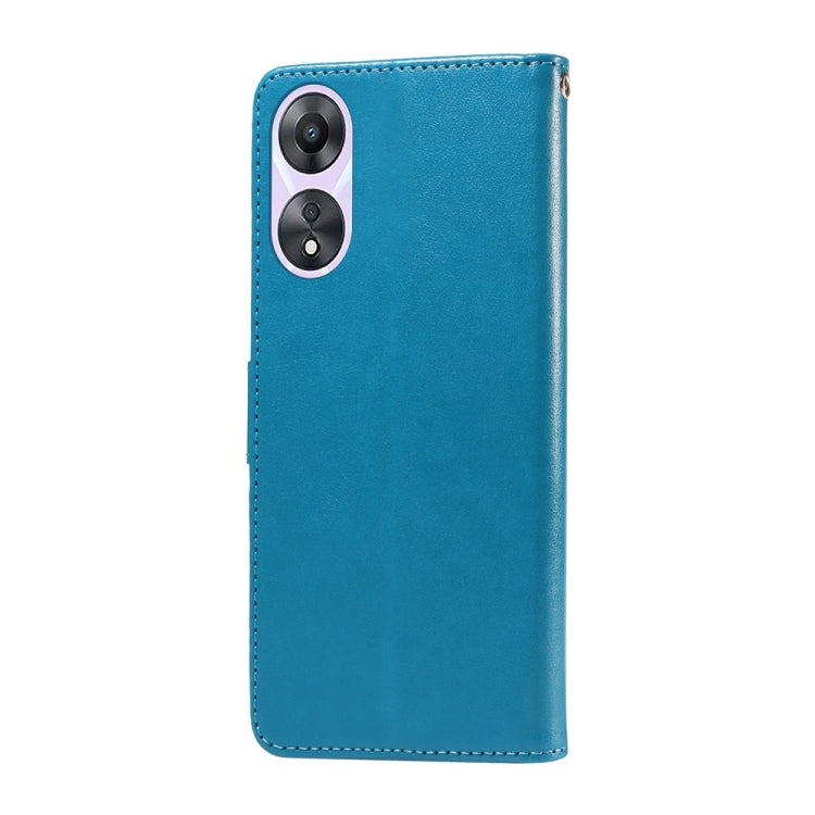 For OPPO A78 5G Global / A58x 5G / A1 Active Embossed Butterfly Flowers Leather Phone Case