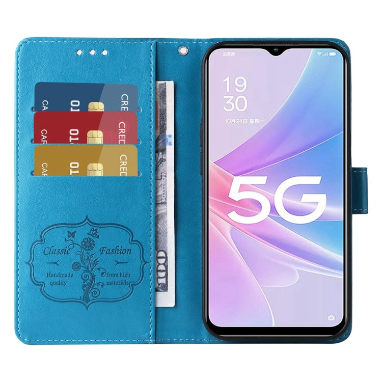 For OPPO A78 5G Global / A58x 5G / A1 Active Embossed Butterfly Flowers Leather Phone Case