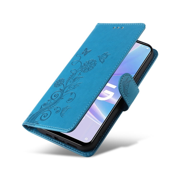 For OPPO A78 5G Global / A58x 5G / A1 Active Embossed Butterfly Flowers Leather Phone Case