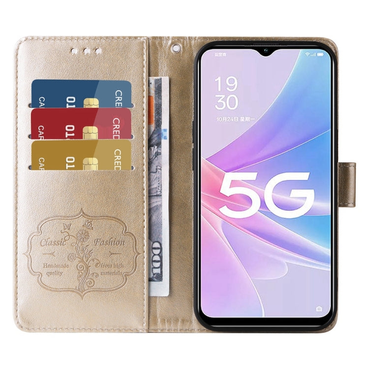 For OPPO A78 5G Global / A58x 5G / A1 Active Embossed Butterfly Flowers Leather Phone Case