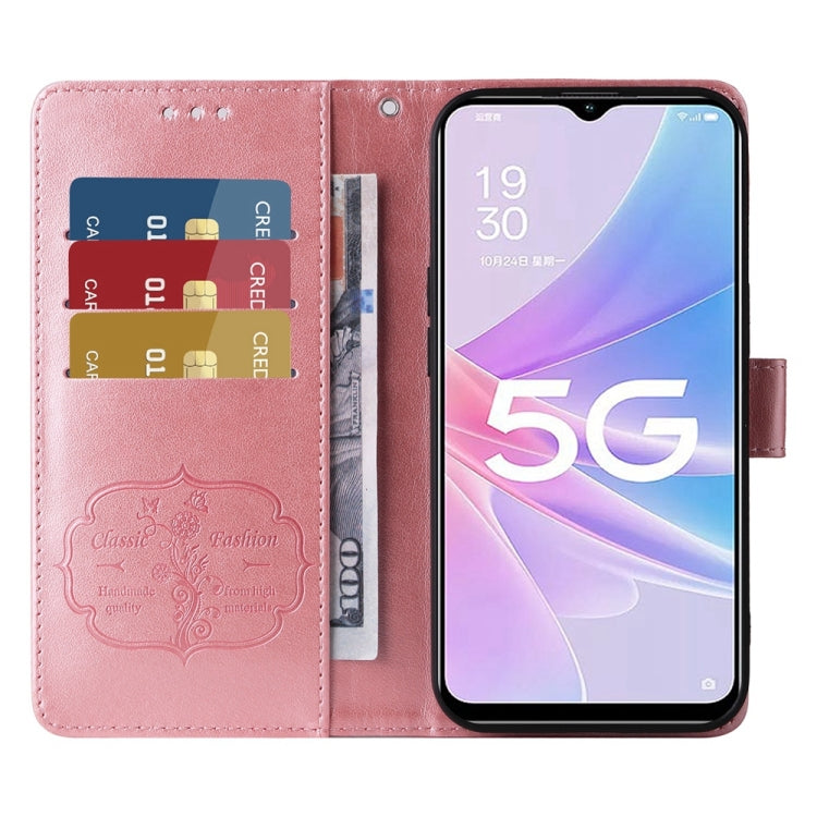 For OPPO A78 5G Global / A58x 5G / A1 Active Embossed Butterfly Flowers Leather Phone Case