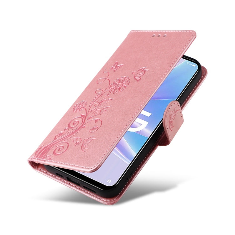 For OPPO A78 5G Global / A58x 5G / A1 Active Embossed Butterfly Flowers Leather Phone Case