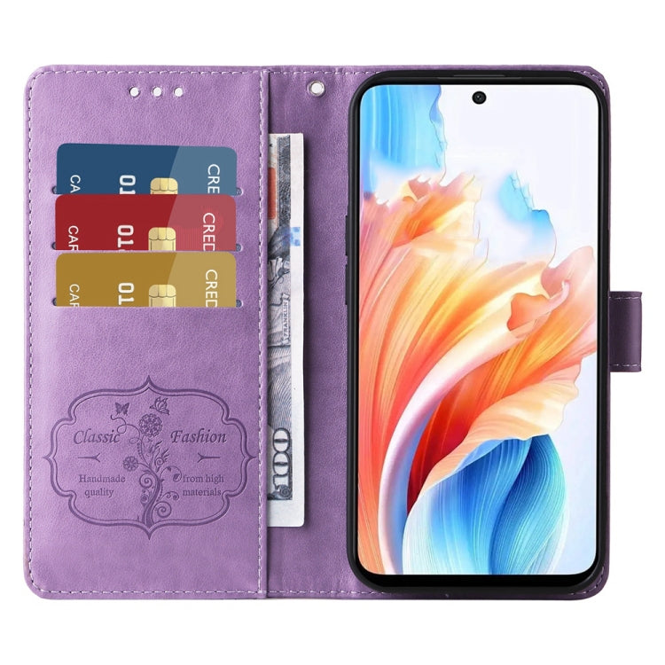 For OPPO A79 5G Embossed Butterfly Flowers Leather Phone Case