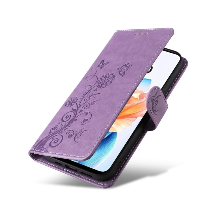 For OPPO A79 5G Embossed Butterfly Flowers Leather Phone Case