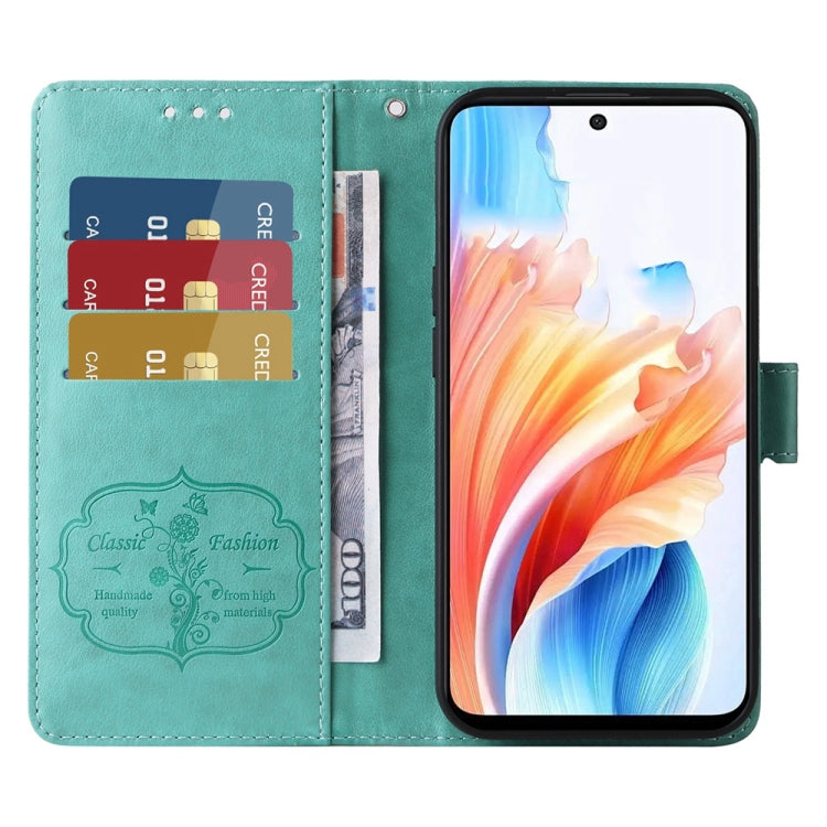 For OPPO A79 5G Embossed Butterfly Flowers Leather Phone Case