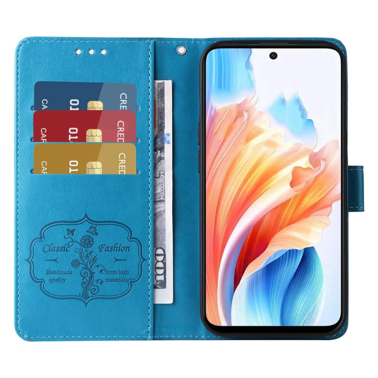 For OPPO A79 5G Embossed Butterfly Flowers Leather Phone Case
