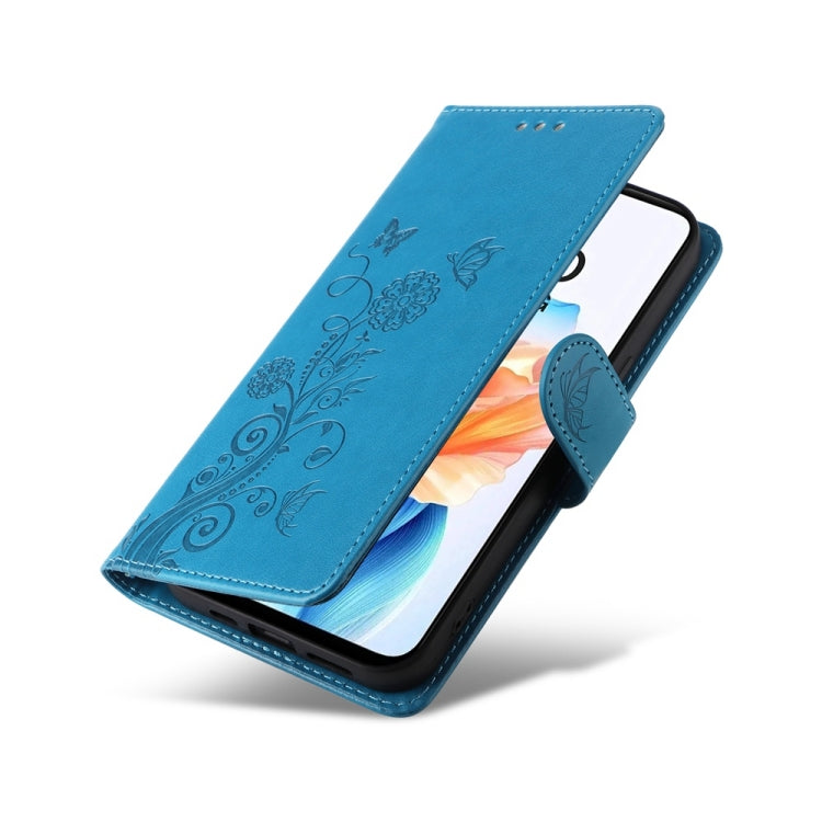 For OPPO A79 5G Embossed Butterfly Flowers Leather Phone Case