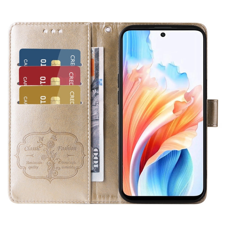 For OPPO A79 5G Embossed Butterfly Flowers Leather Phone Case