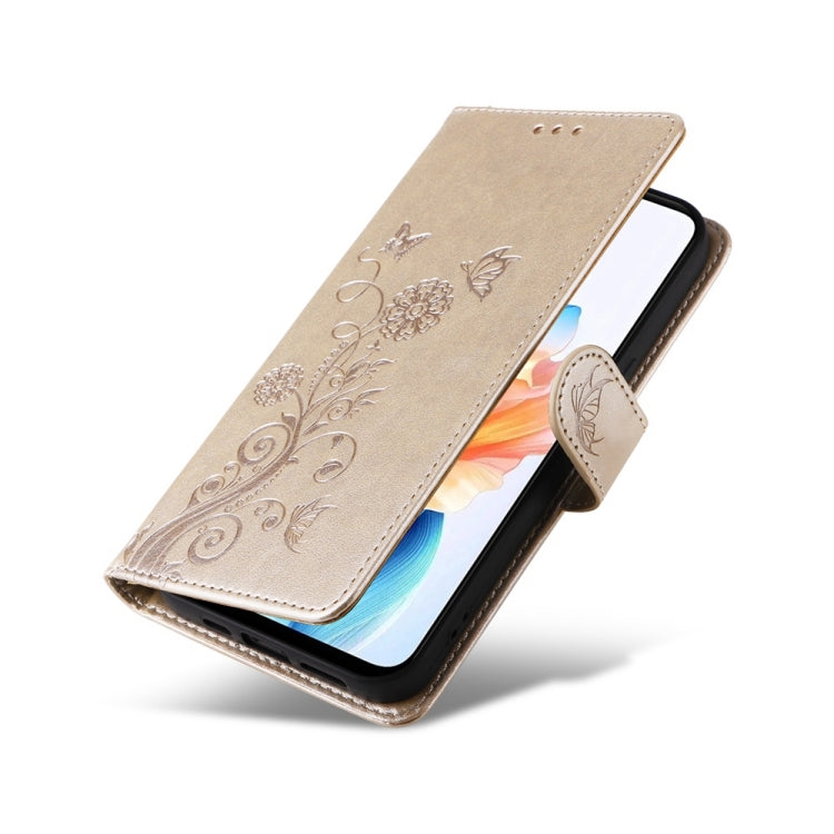 For OPPO A79 5G Embossed Butterfly Flowers Leather Phone Case