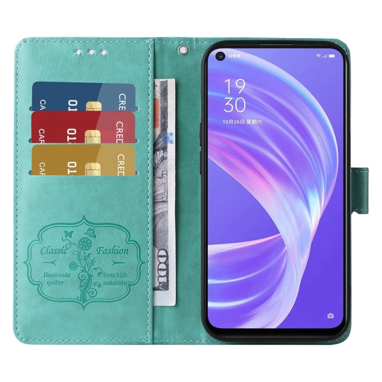 For OPPO A92s / A53 5G / A72 5G / A73 5G Embossed Butterfly Flowers Leather Phone Case
