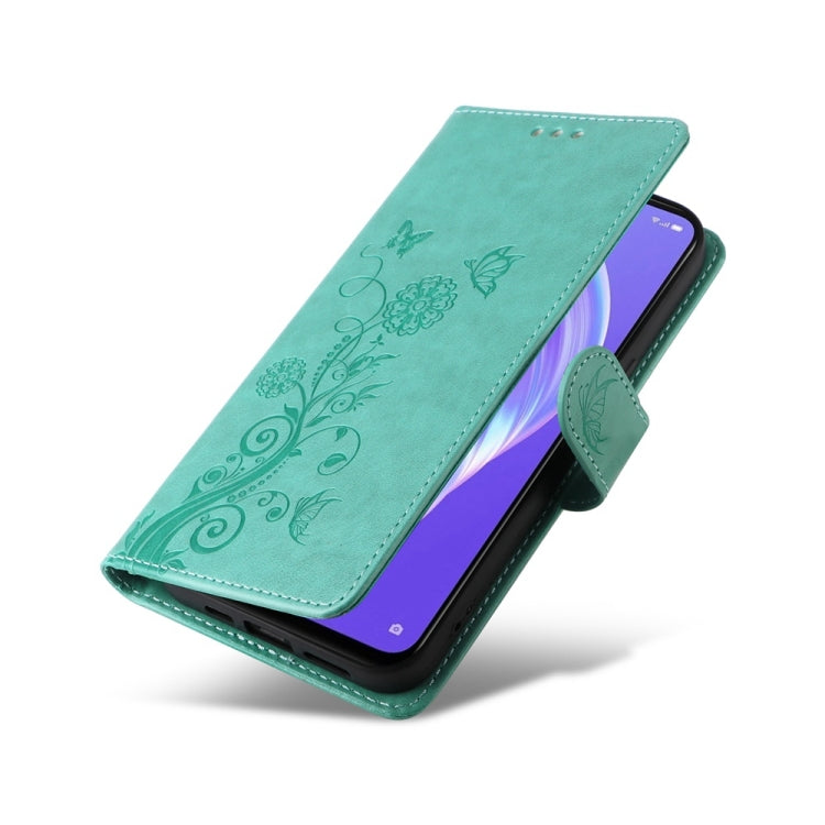 For OPPO A92s / A53 5G / A72 5G / A73 5G Embossed Butterfly Flowers Leather Phone Case