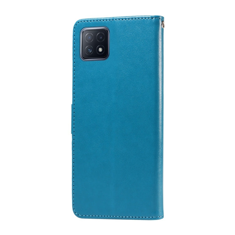 For OPPO A92s / A53 5G / A72 5G / A73 5G Embossed Butterfly Flowers Leather Phone Case