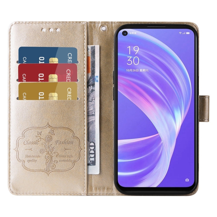For OPPO A92s / A53 5G / A72 5G / A73 5G Embossed Butterfly Flowers Leather Phone Case