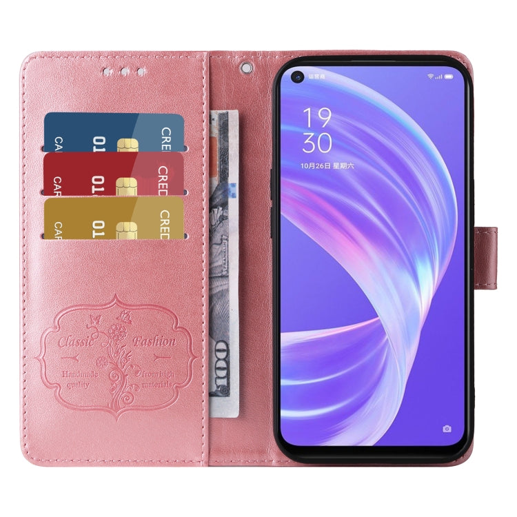 For OPPO A92s / A53 5G / A72 5G / A73 5G Embossed Butterfly Flowers Leather Phone Case