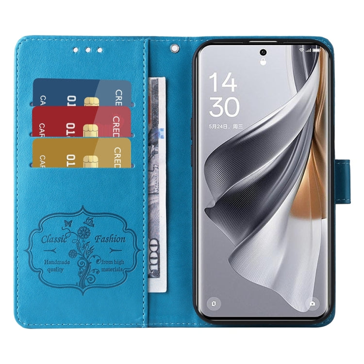 For OPPO Reno10 / Reno10 Pro Global Embossed Butterfly Flowers Leather Phone Case