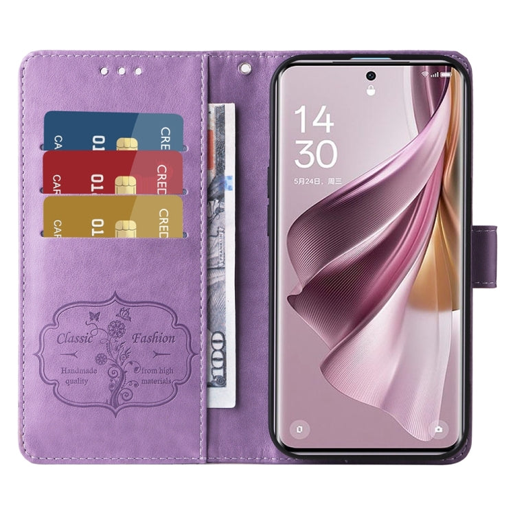 For OPPO Reno10 Pro+ Global Embossed Butterfly Flowers Leather Phone Case