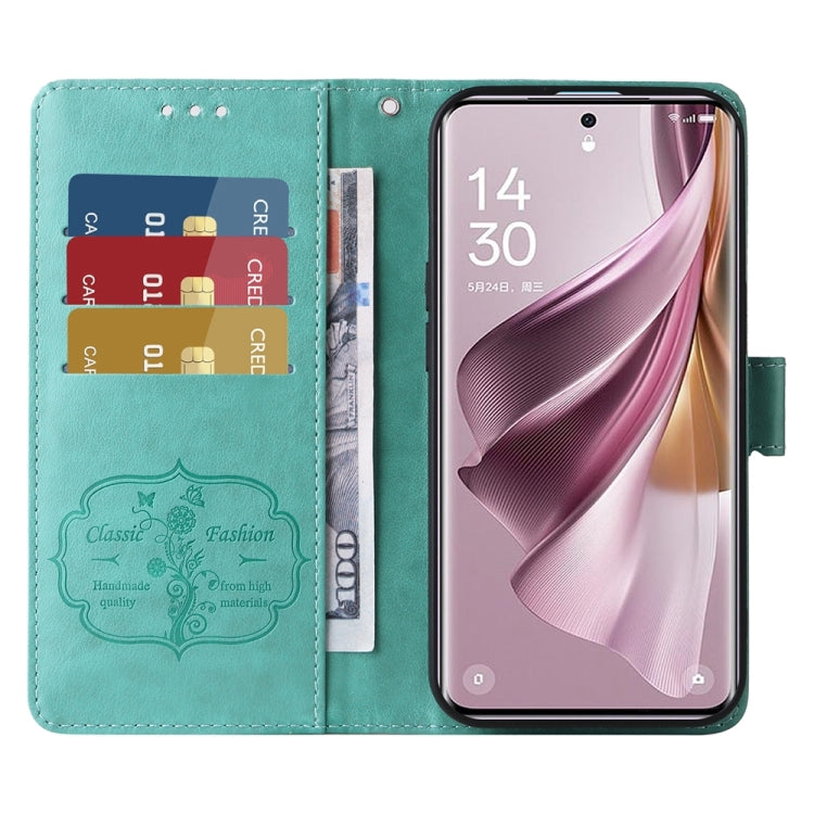 For OPPO Reno10 Pro+ Global Embossed Butterfly Flowers Leather Phone Case