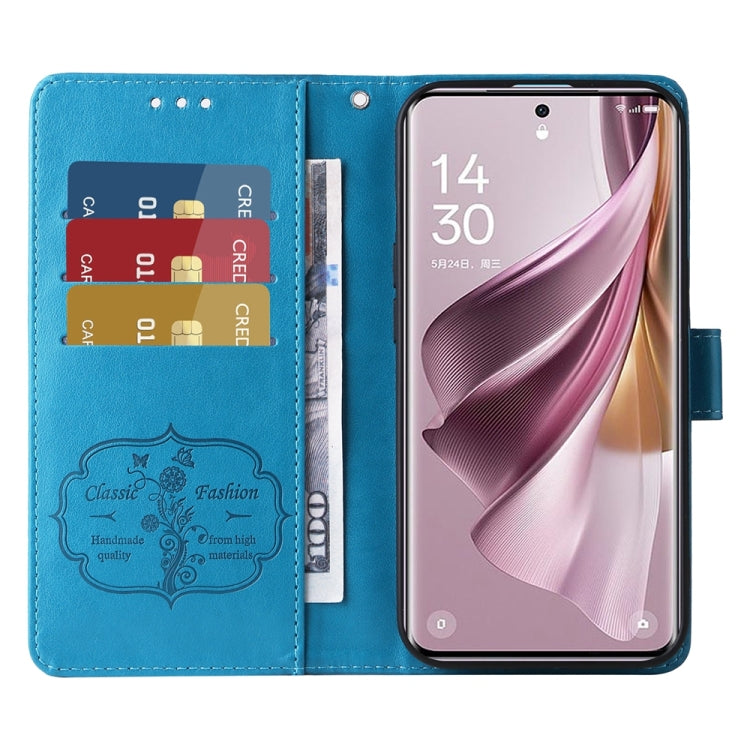 For OPPO Reno10 Pro+ Global Embossed Butterfly Flowers Leather Phone Case