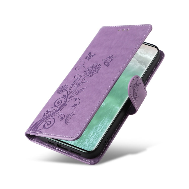 For OPPO Reno11 5G Global Embossed Butterfly Flowers Leather Phone Case