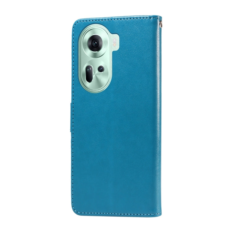 For OPPO Reno11 5G Global Embossed Butterfly Flowers Leather Phone Case