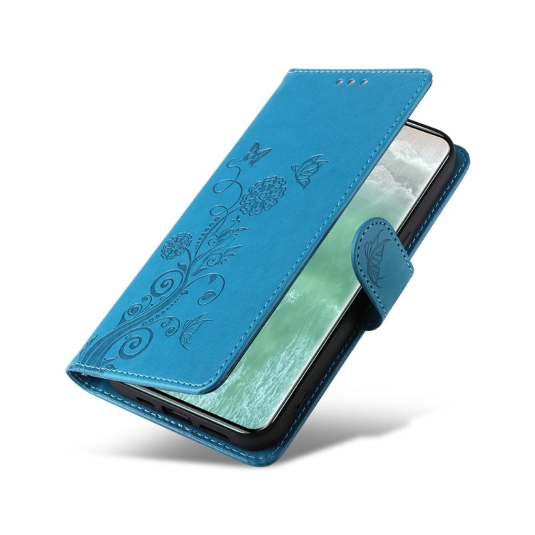 For OPPO Reno11 5G Global Embossed Butterfly Flowers Leather Phone Case